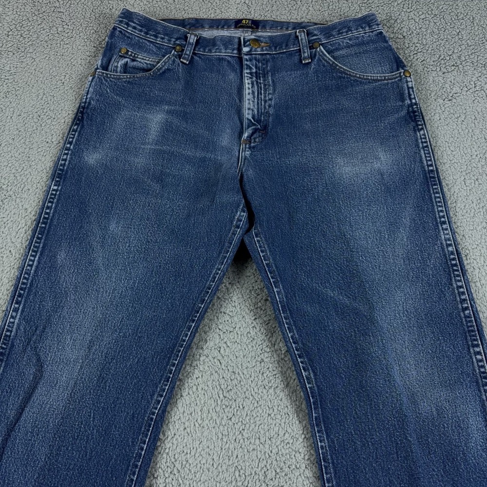Wrangler Jeans Mens 34x34 Blue 47MWZ Straight Leg Faded Cowboy Cut Denim Cotton